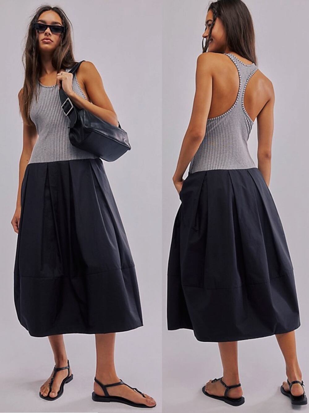 Free People Drops Of Venus Midi Dress in Black Size XL Preppy Sundress Spring
